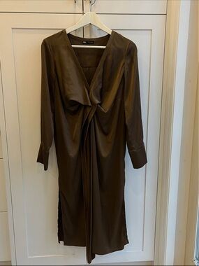 Long Sleeve Satin Midi Dress
